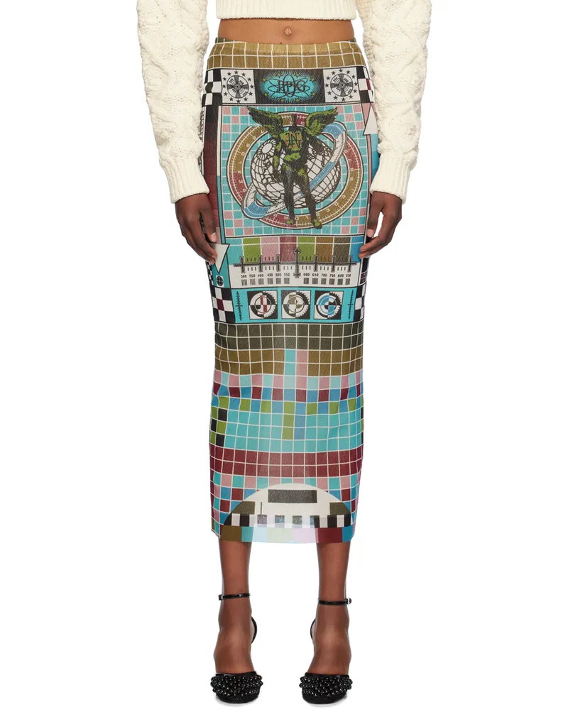 Jean Paul Gaultier Multicolor Printed Mire Maxi Skirt 5090-blue