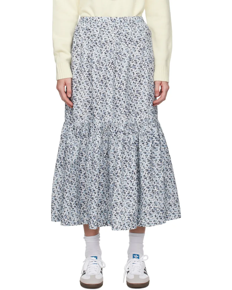 Ganni Blue Flounce Maxi Skirt 561
