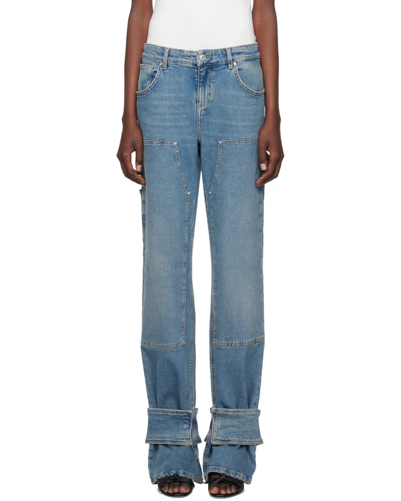 Blumarine Blue Boyfit Cargo Jeans D0947