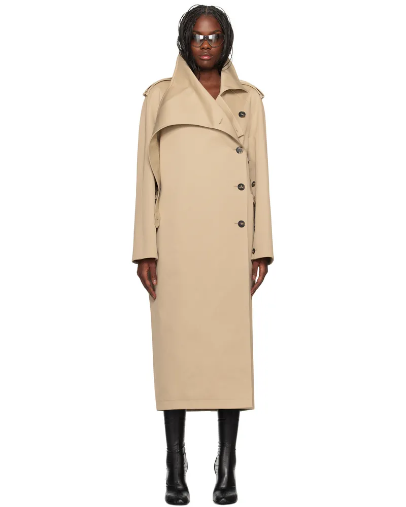 Courrèges Beige Long Oblique Trench Coat 1005