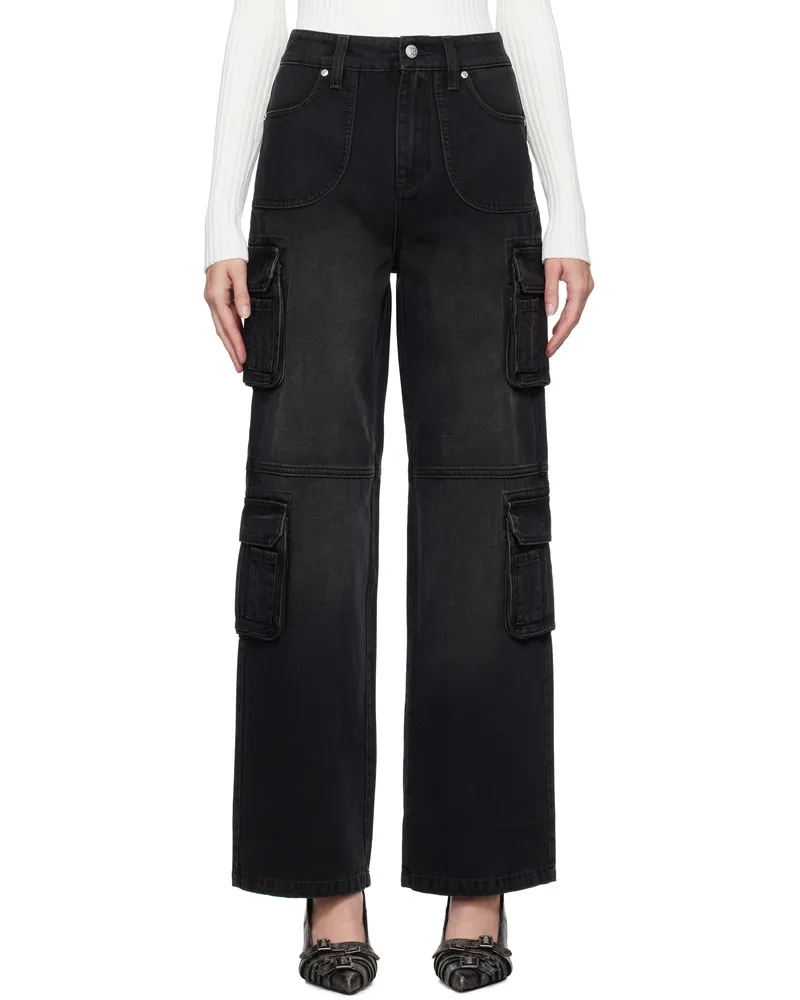 MISBHV Black Washed Cargo Jeans Washed
