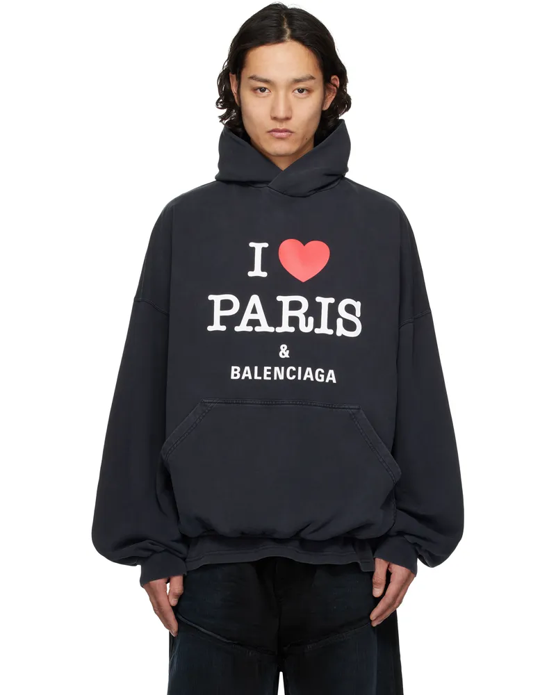 Balenciaga Black 'I Love Paris & Balenciaga' Hoodie 1041