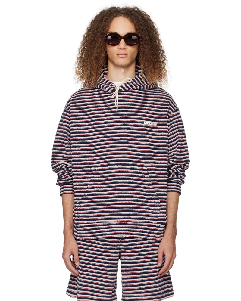 Marni Navy Striped Hoodie Stb94