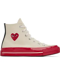 Comme des Garçons Off-White & Red Converse Edition PLAY Chuck 70 High-Top Sneakers Off