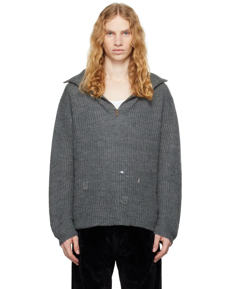 Maison Margiela Gray Summer Shetland Knit Sweatshirt 853f