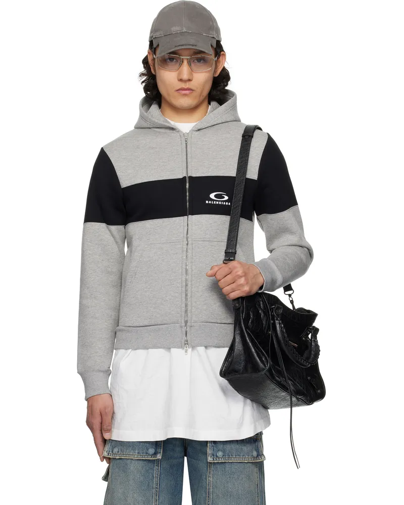 Balenciaga Gray & Black Technical Jersey Hoodie 1167