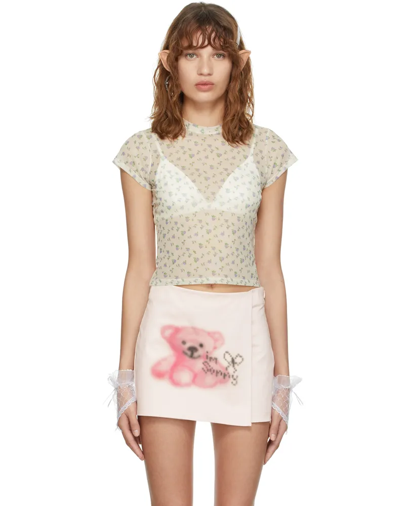 Petra Collins SSENSE Exclusive Yellow Seashell Mesh T-Shirt Small