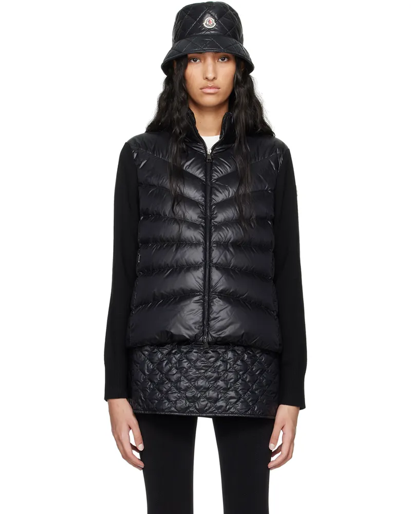 Moncler Black Padded Wool Down Cardigan 999