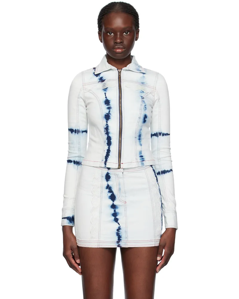 Sinead Gorey Blue Lace Denim Jacket White