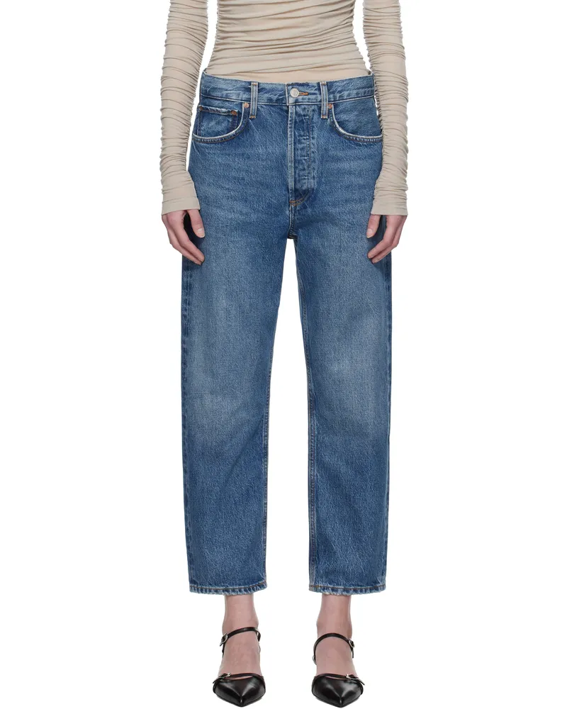 AGOLDE Blue 90's Crop Mid Rise Straight Jeans Essence