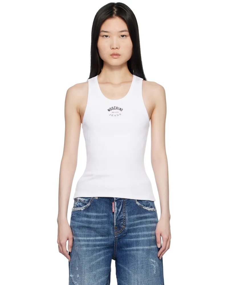 Moschino White Stretch Cotton Tank Top 1001