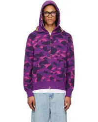 BAPE Purple Color Camo Double Shark Full Zip Hoodie Purple