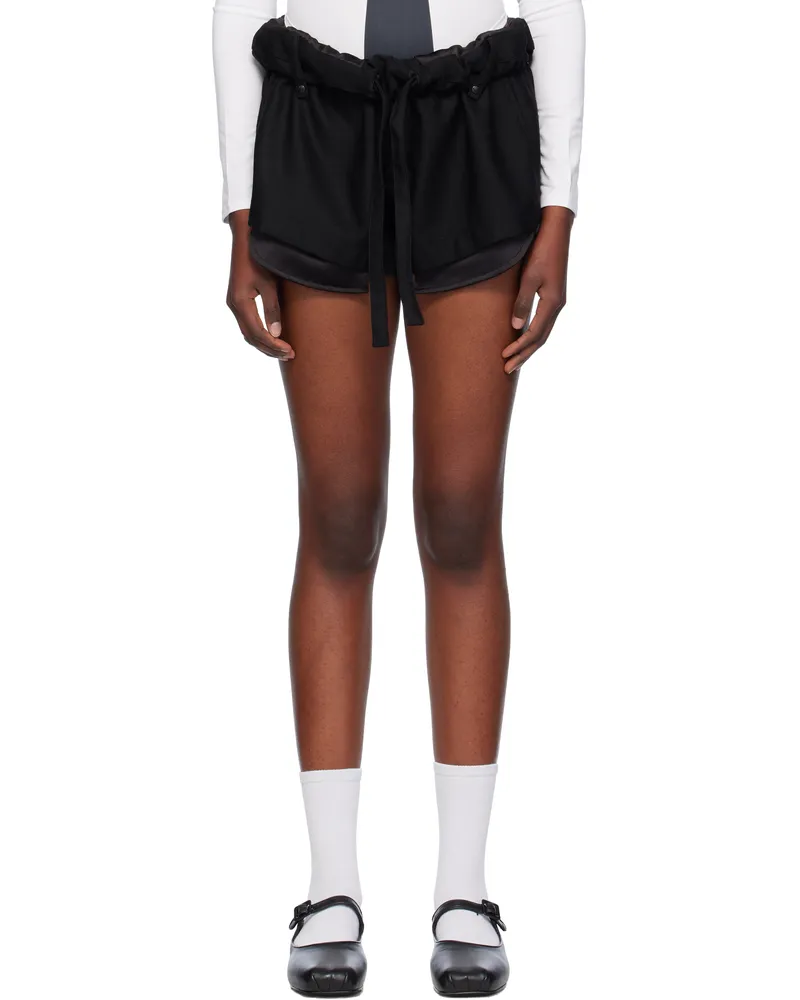 OPEN YY Black Rolled Waist Mini Shorts Black
