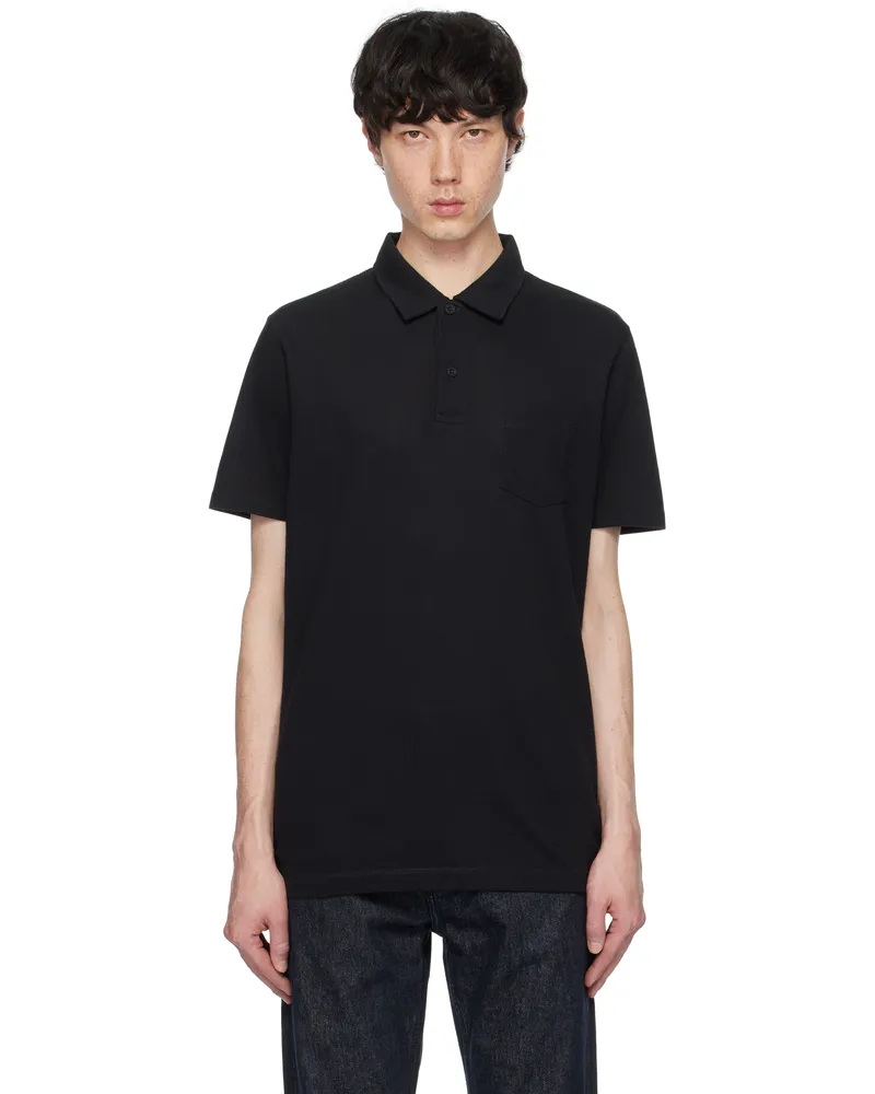 Sunspel Black Riviera Polo Black