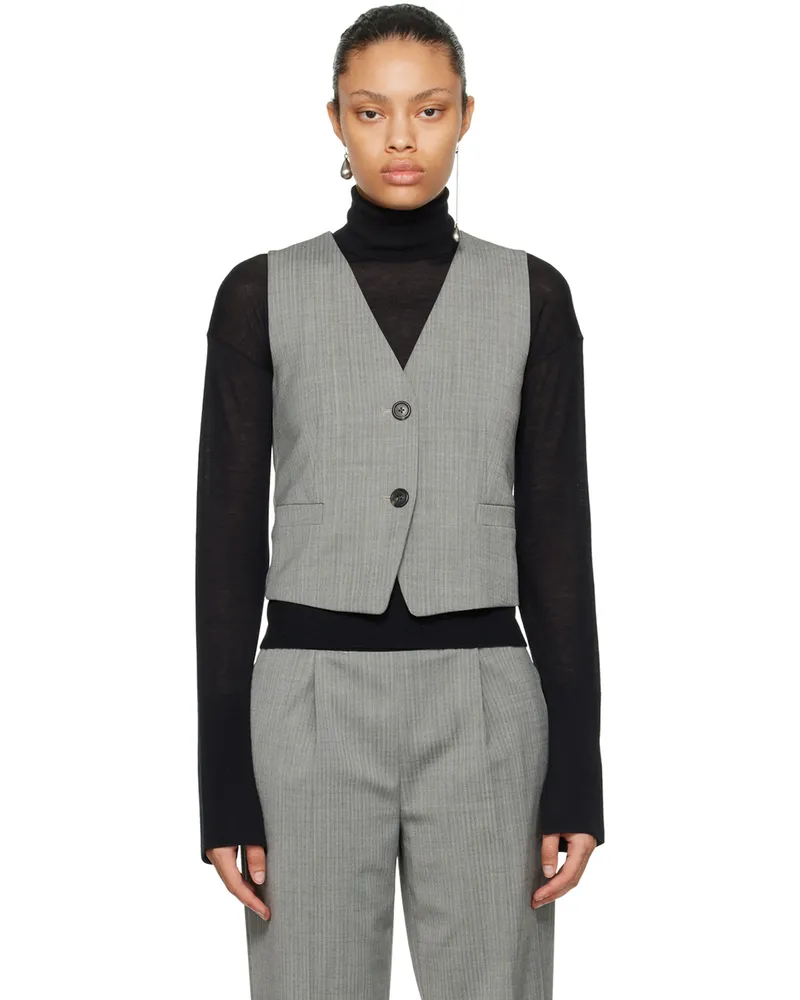 Helmut Lang Gray & Black Cutout Vest Blk