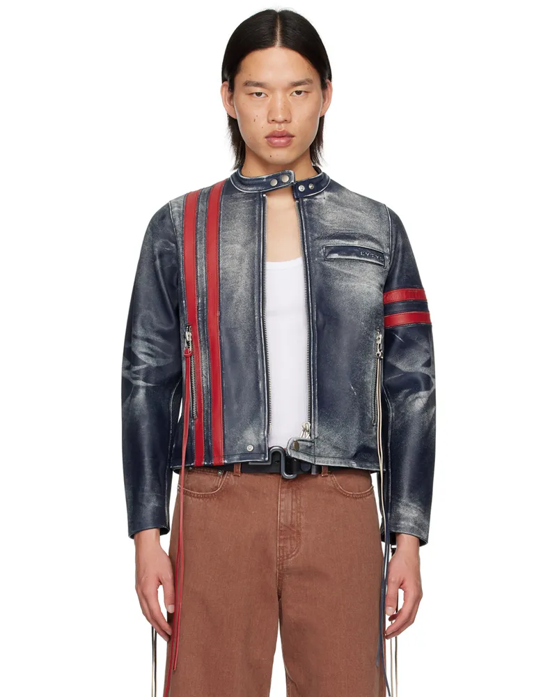 Eytys Navy Damon Leather Jacket Navy