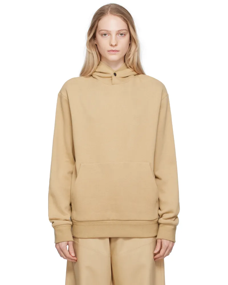 Ermenegildo Zegna Beige Press-Stud Hoodie Sld