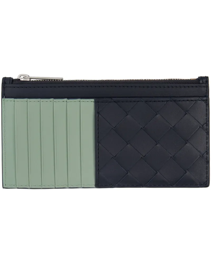 Bottega Veneta Black & Green Intrecciato Long Zippered Card Holder 4177