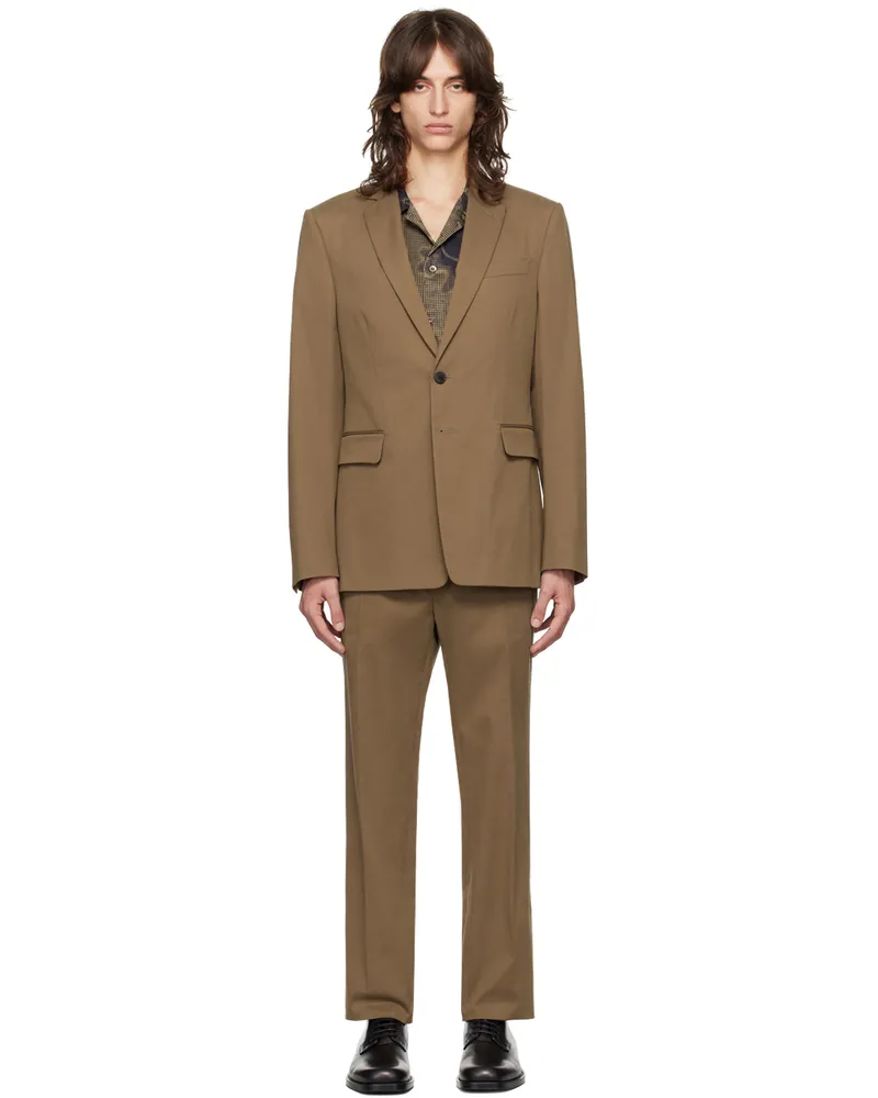 Dries van Noten Brown Single-Breasted Cotton Suit 703