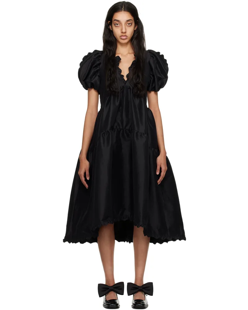 Kika Vargas Black Leana Midi Dress Black