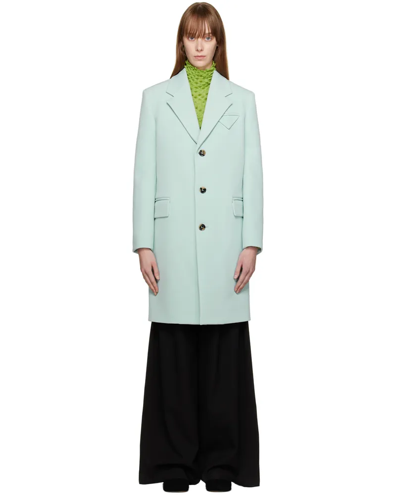 Bottega Veneta Blue Single-Breasted Coat 8955