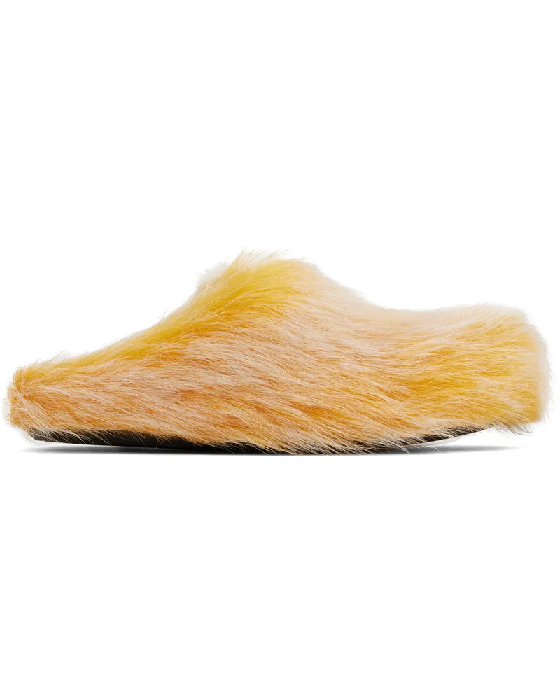 Marni Yellow Long Hair Calfskin Fussbett Slip-on Loafers 00y18