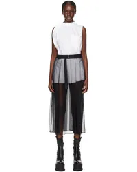 Sacai White & Black Overlay Midi Dress Off