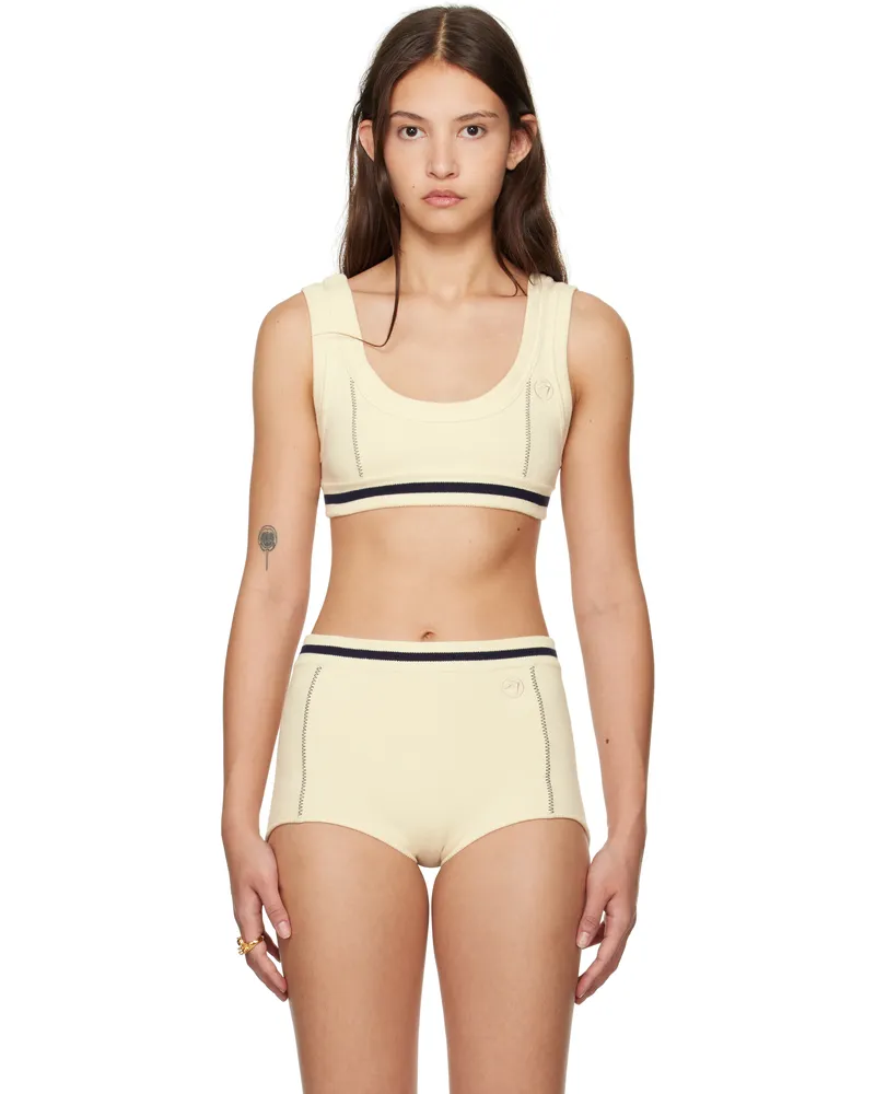 AMBUSH Off-White Contrast Stitch Bra Top Tofu