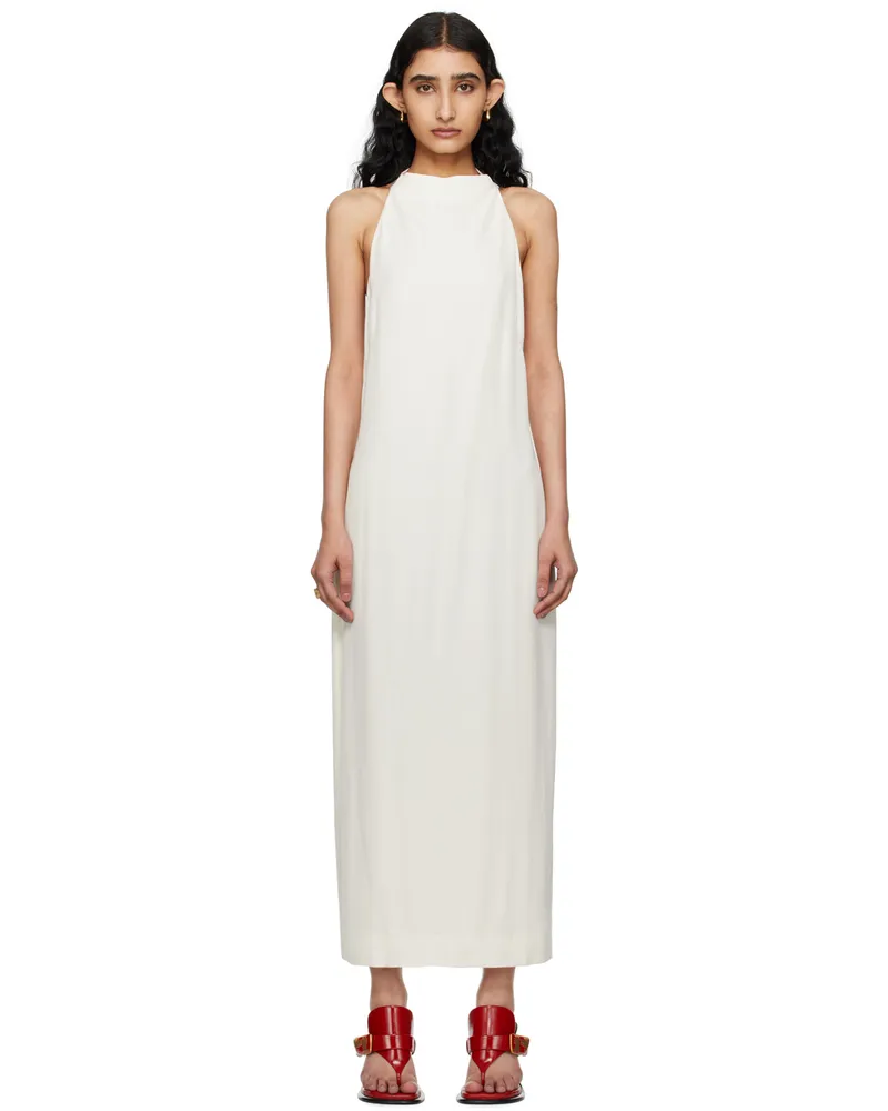 St. Agni Off-White Asymm Belt Back Midi Dress Off