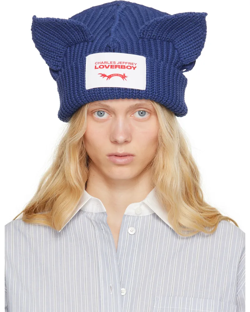 Charles Jeffrey Loverboy Blue Chunky Ears Beanie Blue