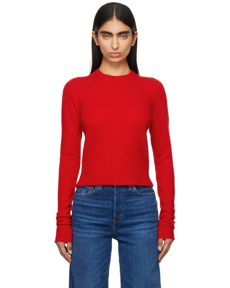 RE/DONE Red Cashmere Crewneck Sweater Fire