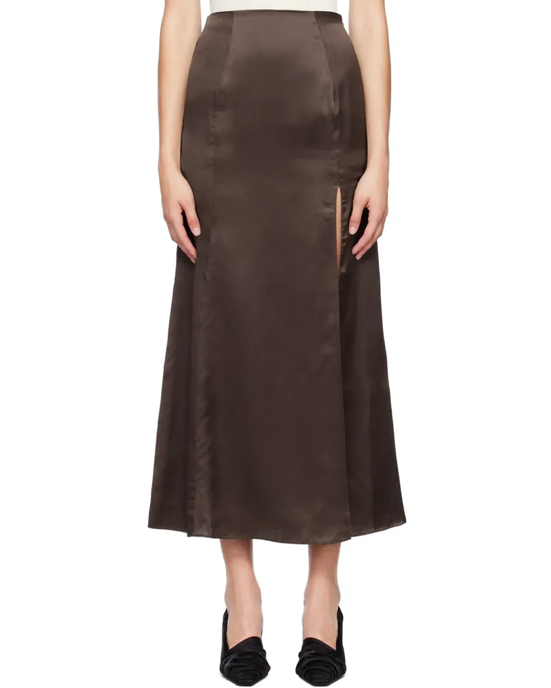 BITE Studios Brown Organic Silk Maxi Skirt Deep