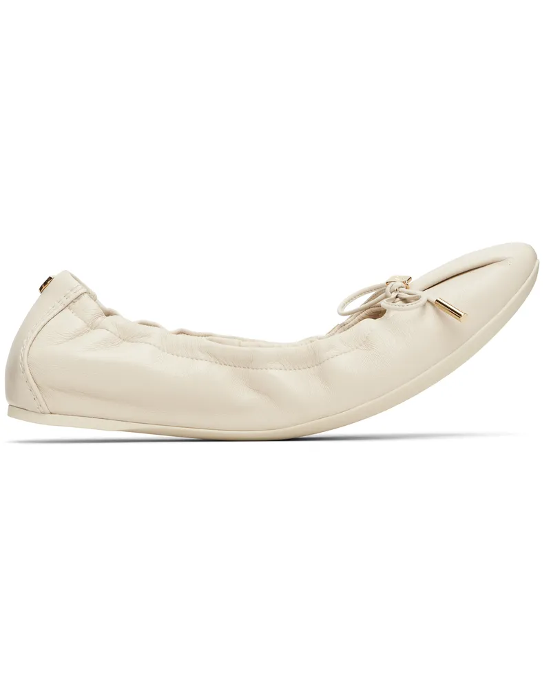 Ferragamo Off-White Elasticated Ballerina Flats 005