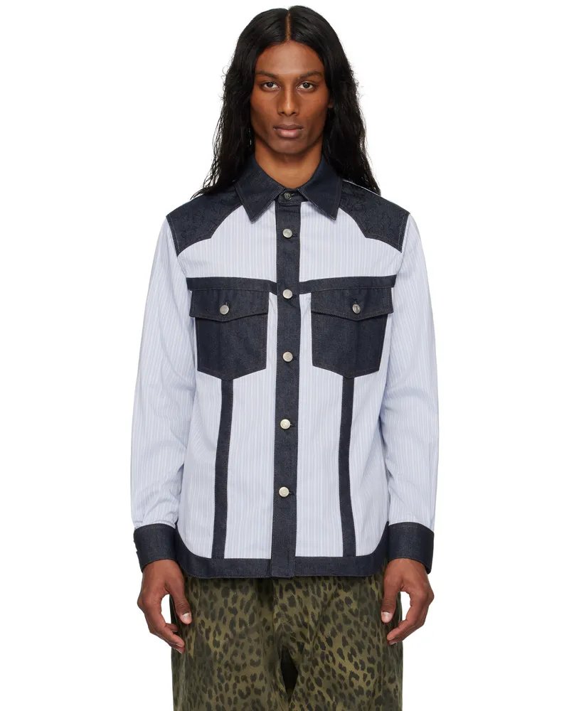 Andersson Bell Blue Denim & Stripe Shirt Blue