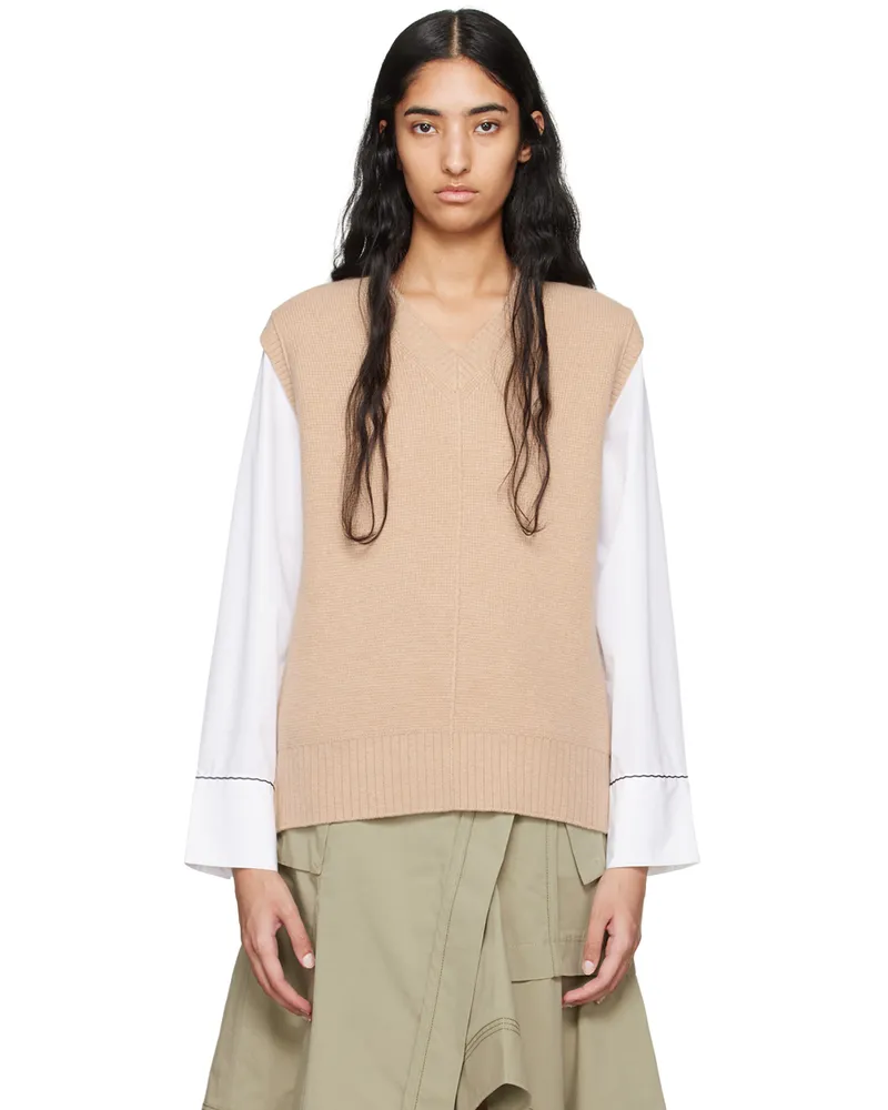 3.1 phillip lim Beige Oversized Knit Vest Shirt Be250
