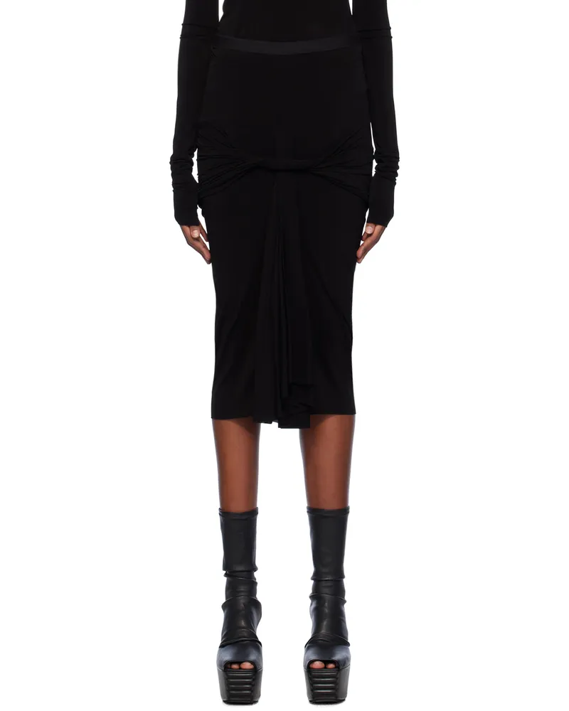 Rick Owens Black Calf Twist Midi Skirt 09
