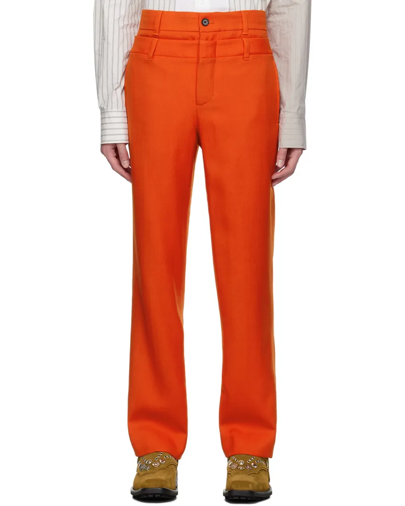 Feng Chen Wang Orange Layered Trousers Orange