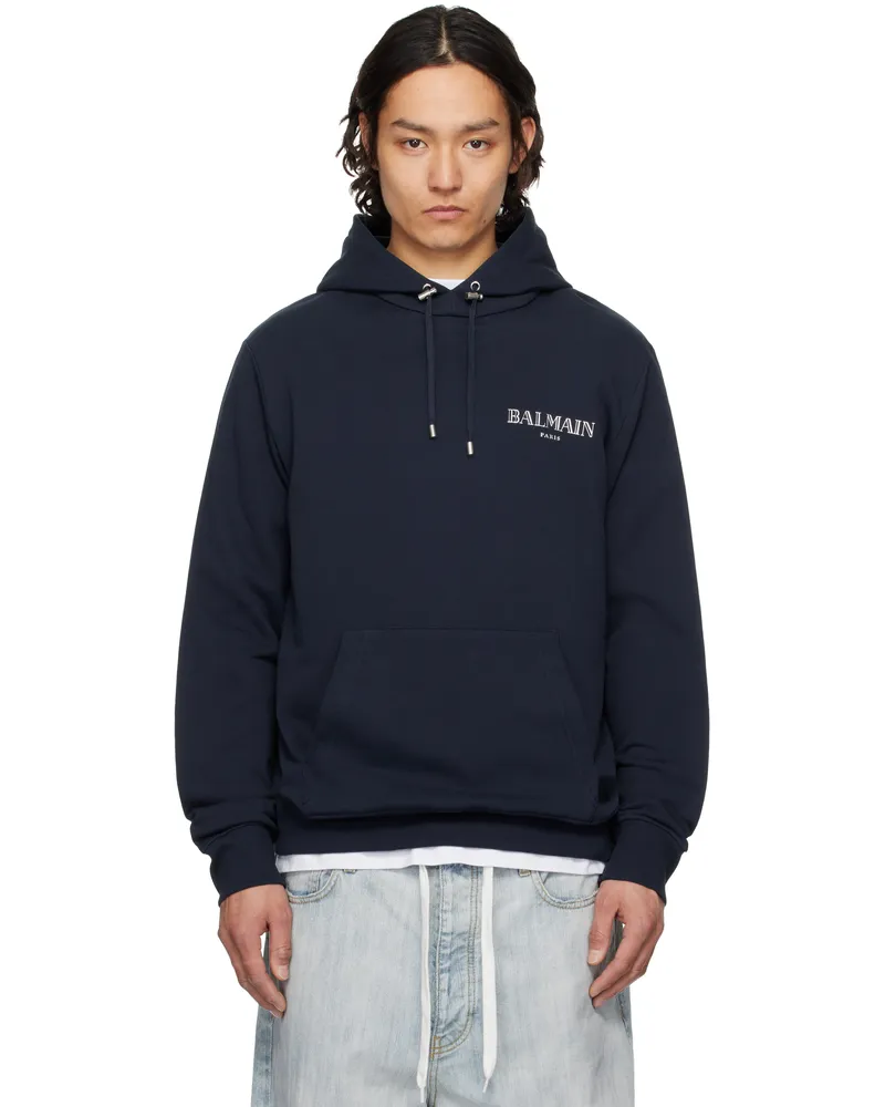 Balmain Navy Vintage Gel Hoodie Spl
