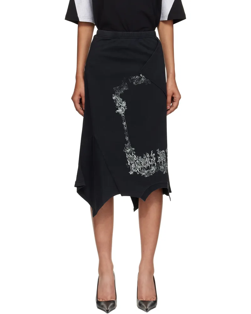 VETEMENTS Black 'Cradle Of Filth' Upside-Down T-Skirt Midi Skirt Magnet