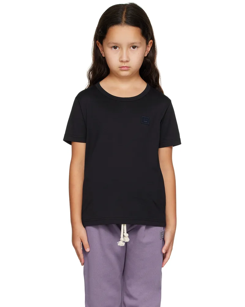Acne Studios Kids Black Patch T-Shirt Dl0034-