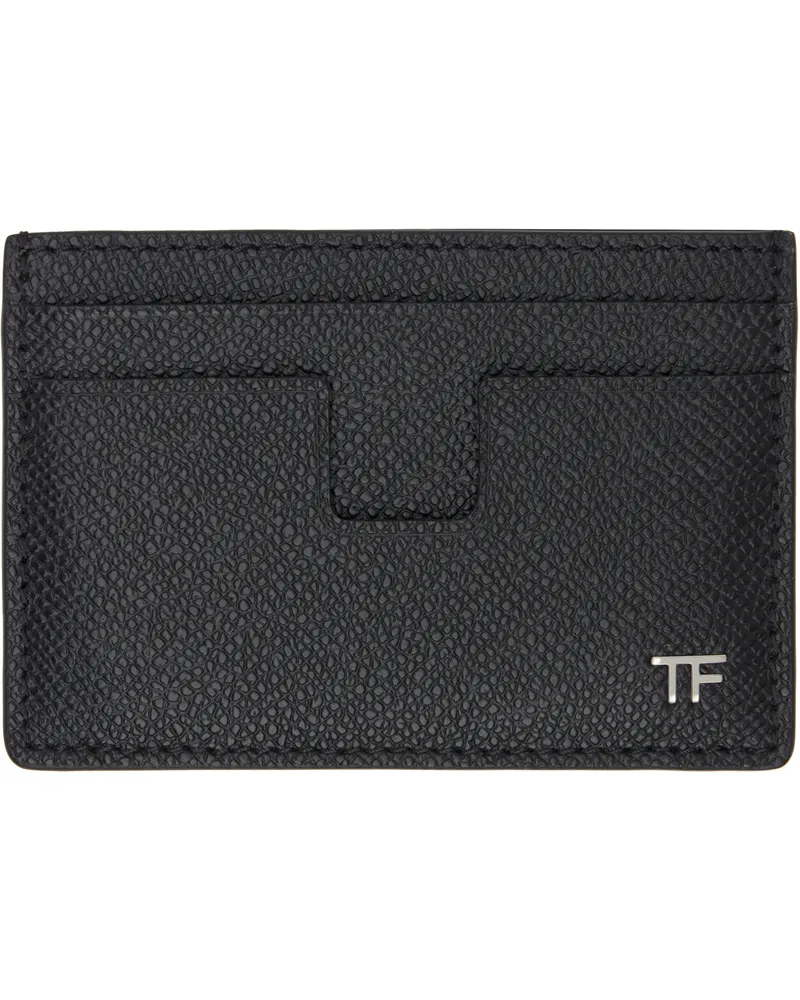 Tom Ford Black Small Grain Leather Classic Card Holder Black