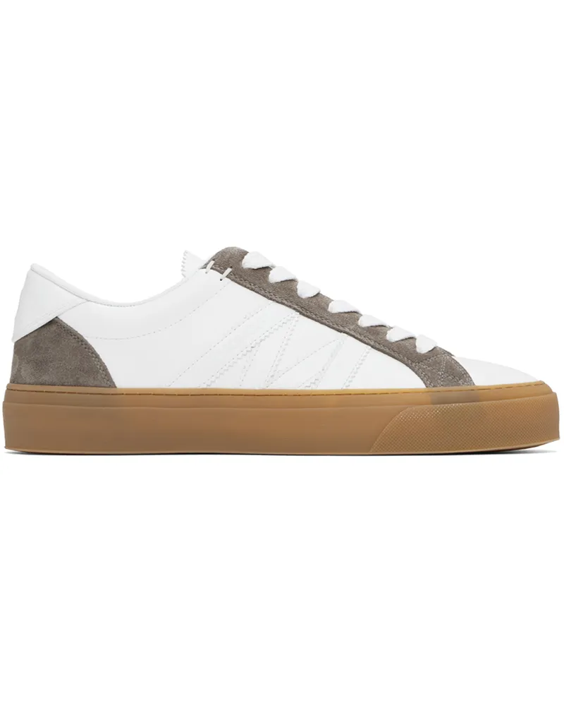 Moncler White & Brown Monaco 2 Sneakers