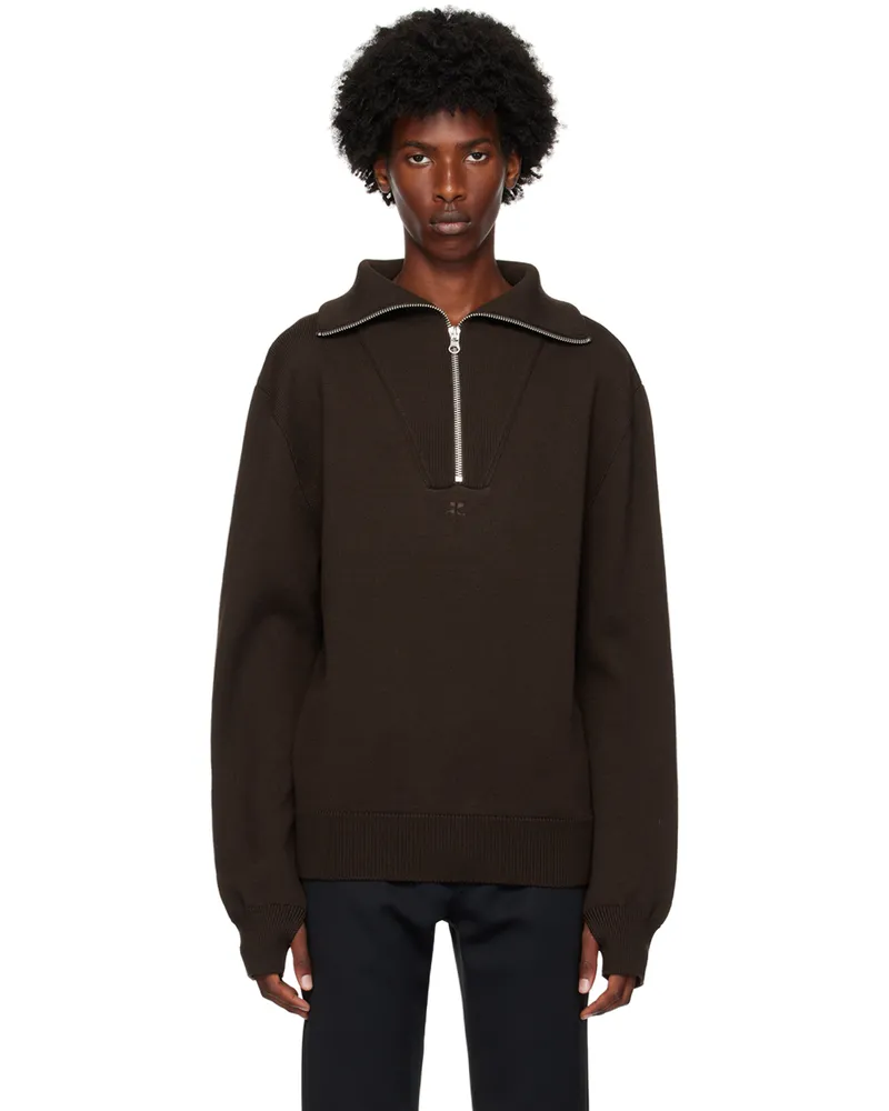 Courrèges Brown Trucker Wool Sweater 1093
