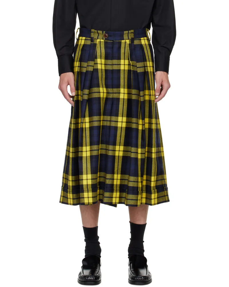 Vivienne Westwood Yellow & Navy Culottes Shorts Aw25-navy