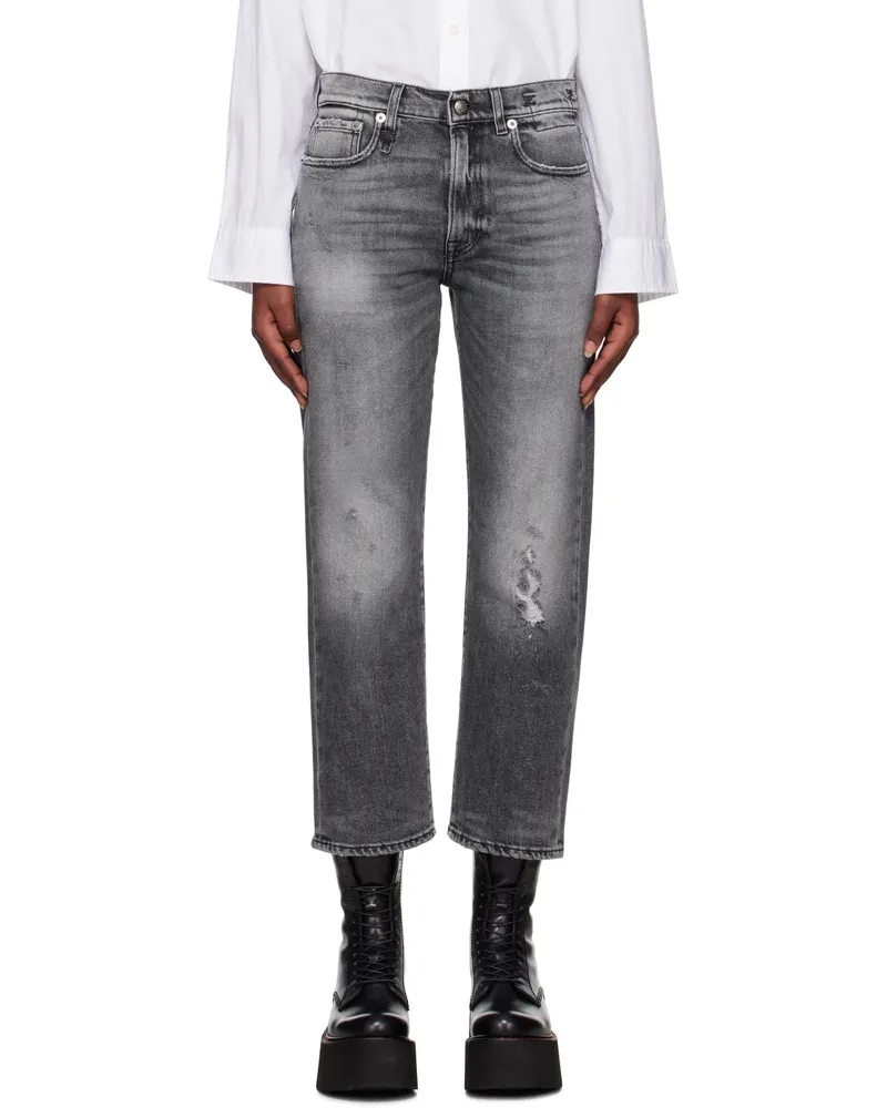 R13 Gray Straight-Leg Boyfriend Jeans Vintage