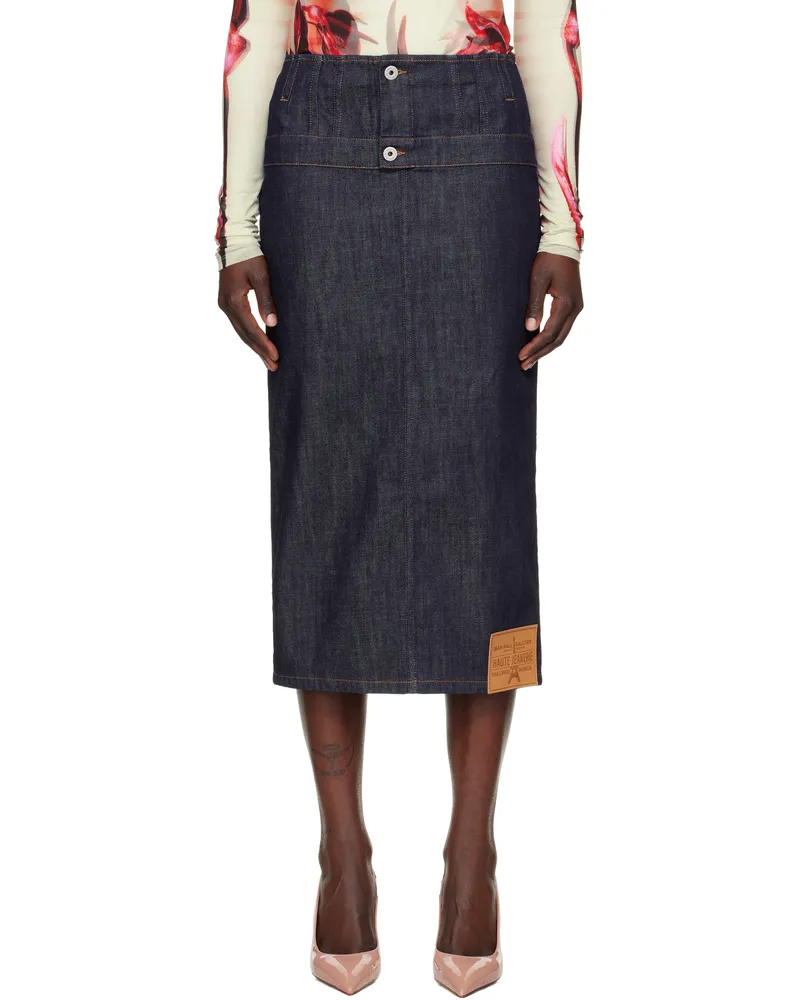 Jean Paul Gaultier Blue 'The Inverted' Denim Midi Skirt 55