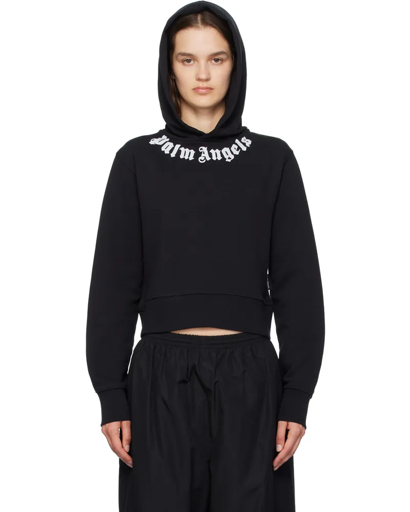 Palm Angels Black Printed Hoodie Black