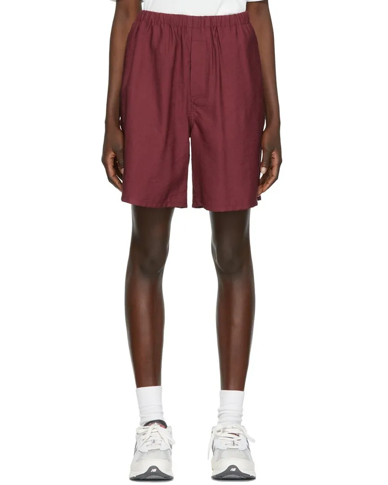 AMI Paris SSENSE Exclusive Burgundy Viscose Shorts 610