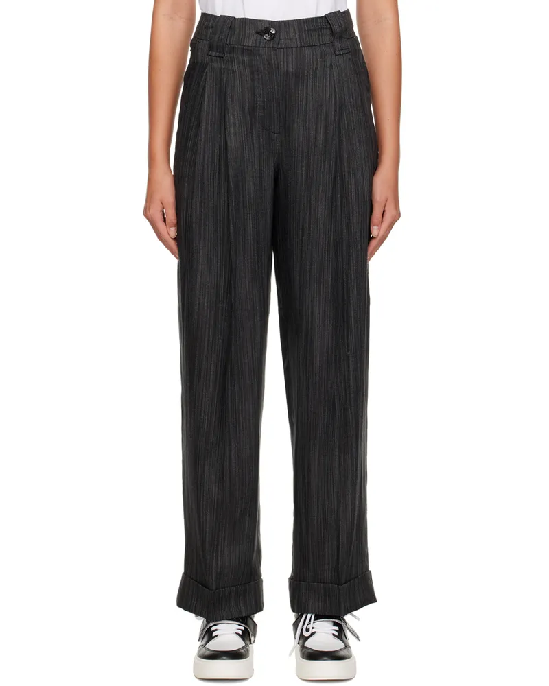 Ganni Black Striped Trousers 099
