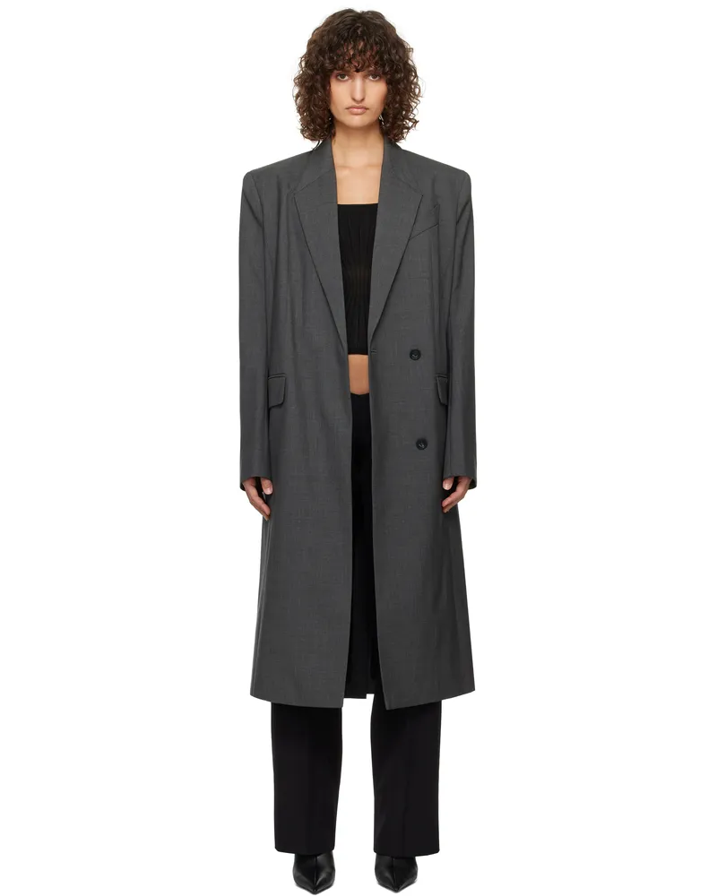 Thierry Mugler Gray Single-Breasted Wool Coat 8026